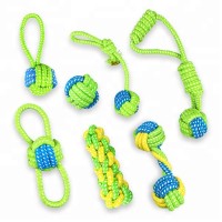 Teething Cleaning 7 PACK Green Dog Cotton Rope Toy Gift Set Cheap LOW MOQ Interactive Latex Chew Puppy Dog Pet Toy